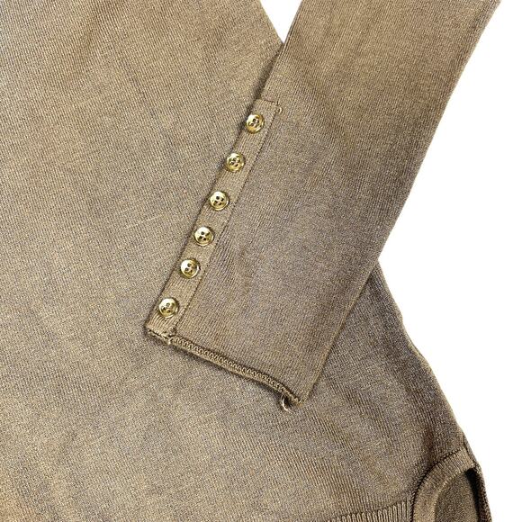 Zara Knit‎ Sweater Brown Long Sleeve Pullover Keyhole Button Detail Women's M - Picture 10 of 11